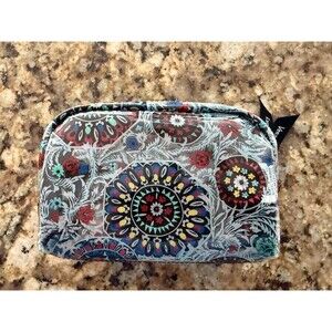 Vera Bradely Stained Glass Medallion Clear Makeup/Cosmetic Case - NEW